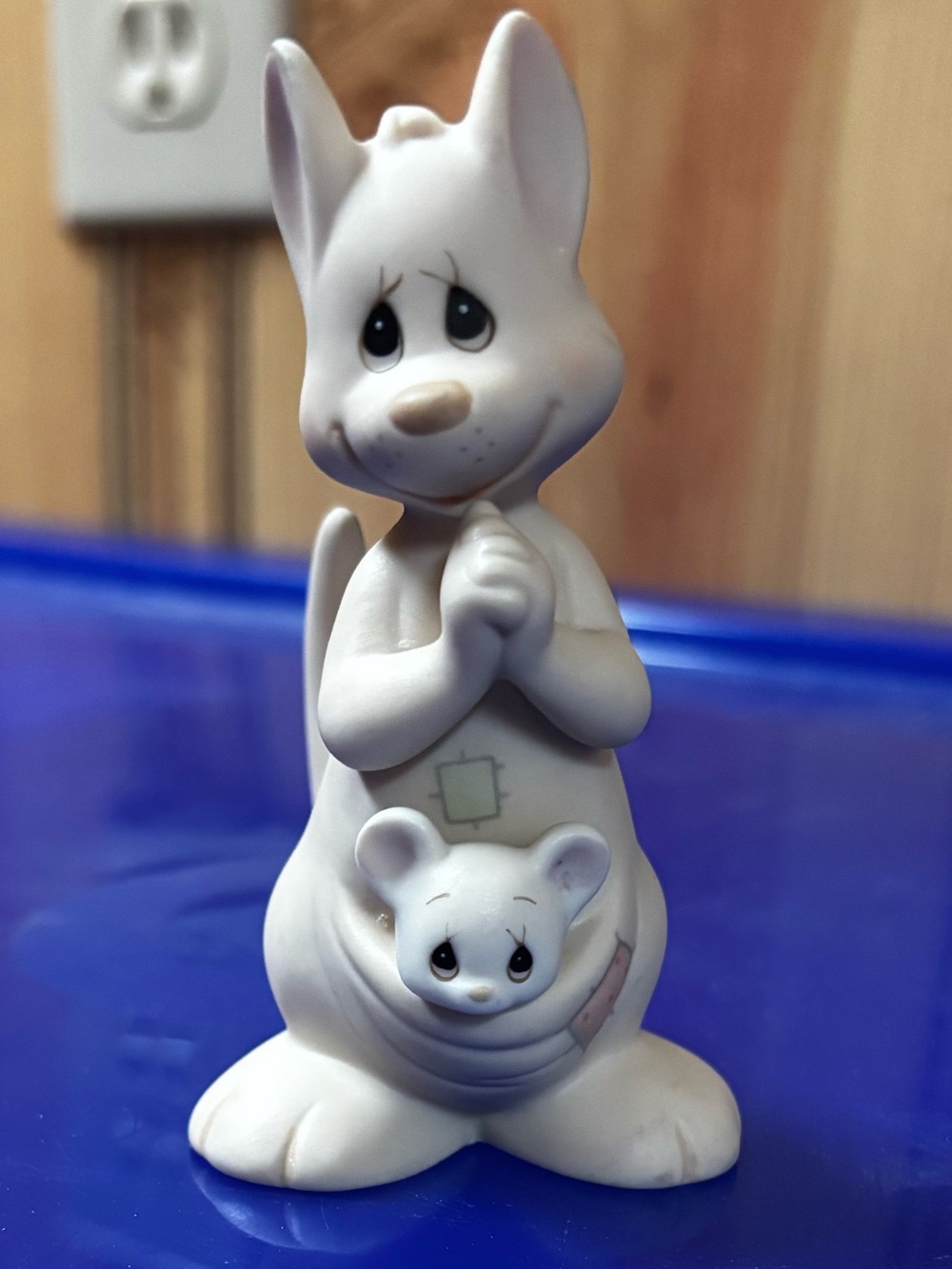 Vintage Precious Moments kangaroo porcelain figurine titled "Hello World!"